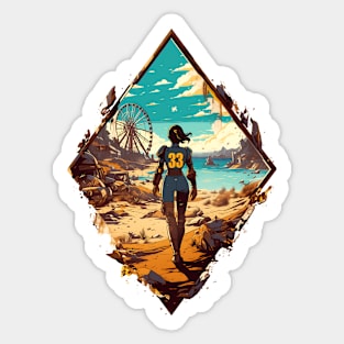 A Lone Dweller in a Dystopian Landscape - Diamond Frame - Post Apocalyptic Sticker